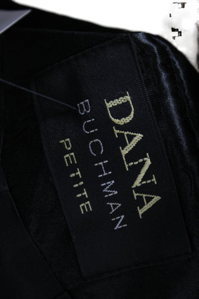 Dana Buchman Women Black Wool Blend Blazer Round Neck Long Sleeve Size 12P