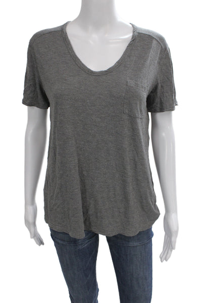 T Alexander Wang Womens Basic V-Neck Gray Rayon Short Sleeve T-Shirt Size S
