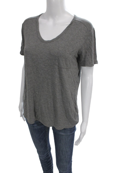 T Alexander Wang Womens Basic V-Neck Gray Rayon Short Sleeve T-Shirt Size S