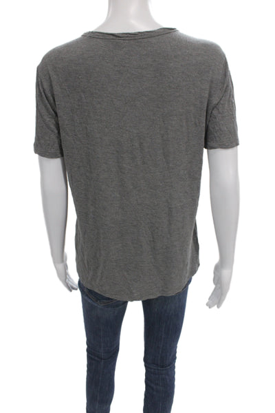 T Alexander Wang Womens Basic V-Neck Gray Rayon Short Sleeve T-Shirt Size S
