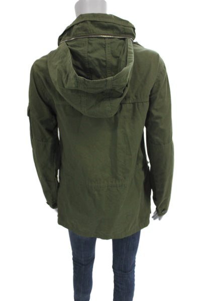J Crew Womens Military Jacket Green Cotton Collared Button Size XS