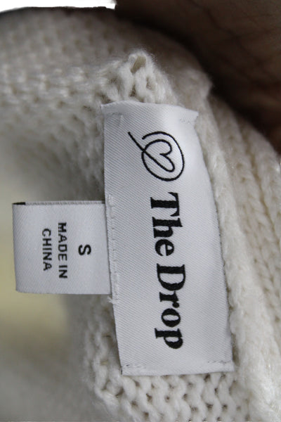 The Drop Unisex Cardigan Sweater White V Neck Button Long Sleeve Size S