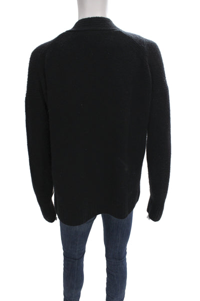 J Crew Unisex Cardigan Black V Neck Button Merino Alpaca Blend Size S