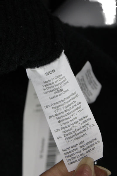 J Crew Unisex Cardigan Black V Neck Button Merino Alpaca Blend Size S