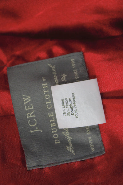 J Crew Womens Red Overcoat High Neck Tie Waist Wool Blend Size 0