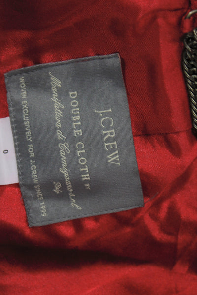 J Crew Womens Red Overcoat High Neck Tie Waist Wool Blend Size 0