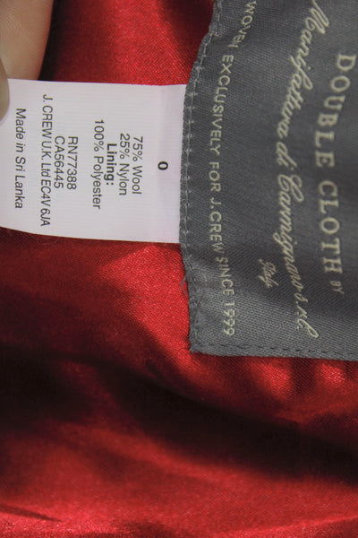 J Crew Womens Red Overcoat High Neck Tie Waist Wool Blend Size 0