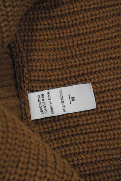 Varley Unisex Brown Collared Zip Pullover Cotton Sweater Size M
