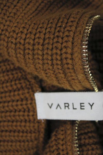 Varley Unisex Brown Collared Zip Pullover Cotton Sweater Size M