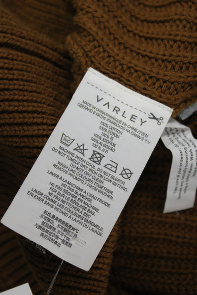 Varley Unisex Brown Collared Zip Pullover Cotton Sweater Size M
