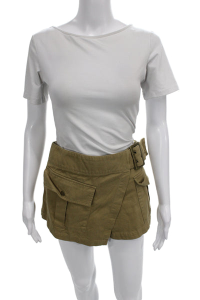 Zara Unisex Cargo Shorts Brown Cotton Buckle Mini Size XS