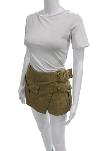 Zara Unisex Cargo Shorts Brown Cotton Buckle Mini Size XS