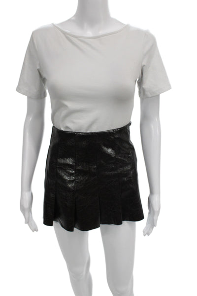 MNG Women Pleated Mini Skort Black Polyester Size 2