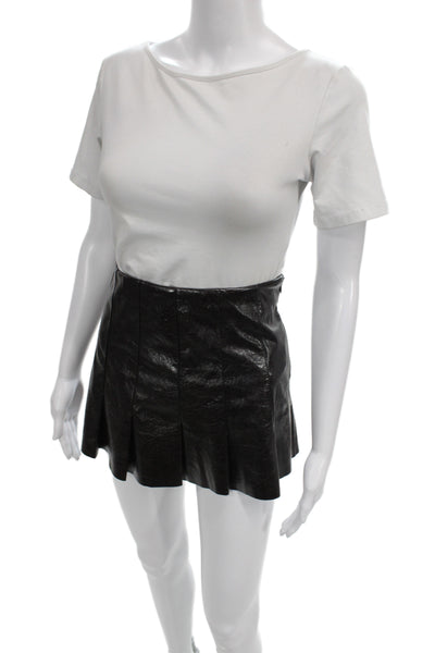 MNG Women Pleated Mini Skort Black Polyester Size 2