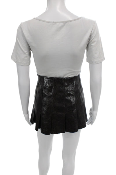 MNG Women Pleated Mini Skort Black Polyester Size 2