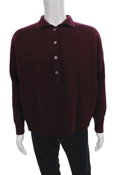 Zara Mens Collared Button Pullover Sweater Purple Wool Long Sleeve Size XS