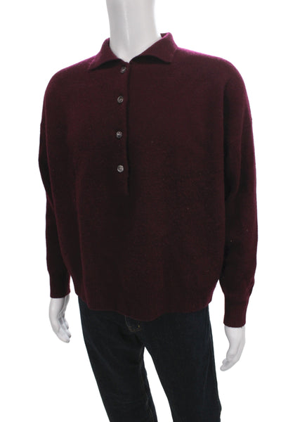 Zara Mens Collared Button Pullover Sweater Purple Wool Long Sleeve Size XS