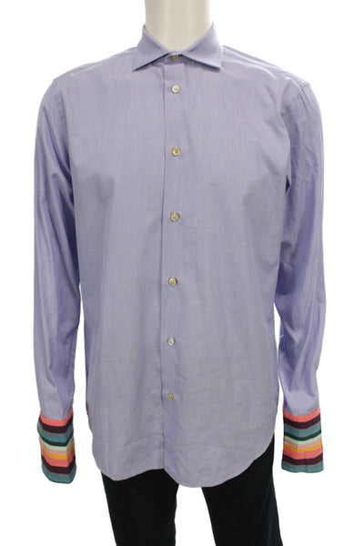 Paul Smith Mens Point Collar Cotton Dress Shirt Purple Size 40