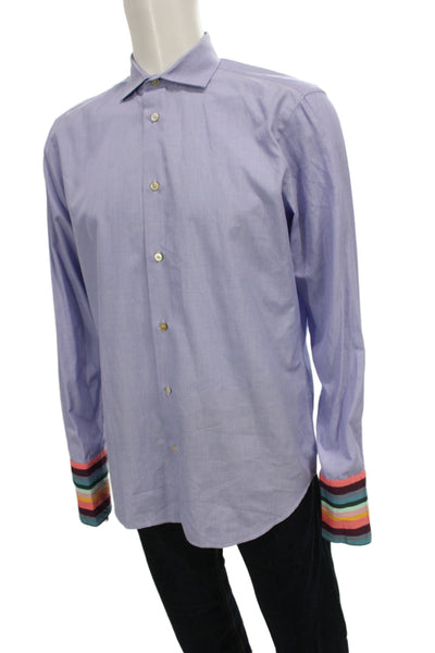 Paul Smith Mens Point Collar Cotton Dress Shirt Purple Size 40