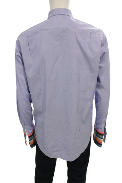 Paul Smith Mens Point Collar Cotton Dress Shirt Purple Size 40