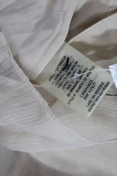 Alice + Olivia Womens Beige Silk Collared Sleeveless Boho Blouse Size XS
