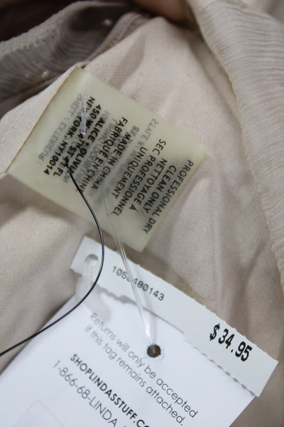 Alice + Olivia Womens Beige Silk Collared Sleeveless Boho Blouse Size XS