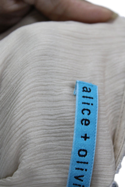 Alice + Olivia Womens Beige Silk Collared Sleeveless Boho Blouse Size XS