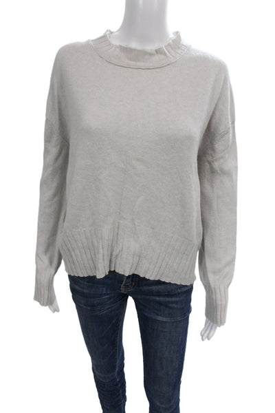 Inhabit Unisex 100% Cashmere Mock Neck Pullover Sweater Beige Size S