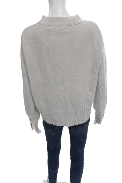 Inhabit Unisex 100% Cashmere Mock Neck Pullover Sweater Beige Size S