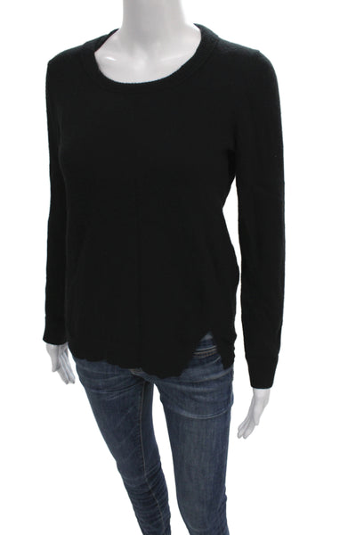 Inhabit Women Pullover Sweater Black Cotton Blend Crew Neck Long Sleeve Size M