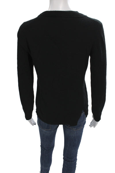 Inhabit Women Pullover Sweater Black Cotton Blend Crew Neck Long Sleeve Size M