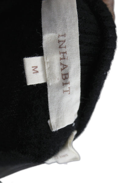 Inhabit Women Pullover Sweater Black Cotton Blend Crew Neck Long Sleeve Size M