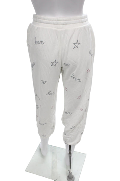 Splendid Womens Jogger Sweatpants White Heart Print Size XS