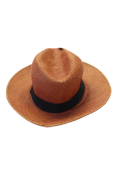 Rag & Bone Womens Straw Panama Hat Brown Black Size Small/Medium