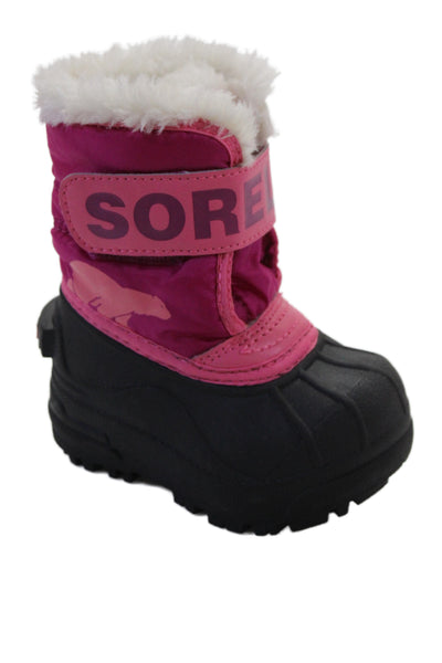 Sorel Childrens Girls Waterproof Ankle Snow Boots Pink Black Size 4