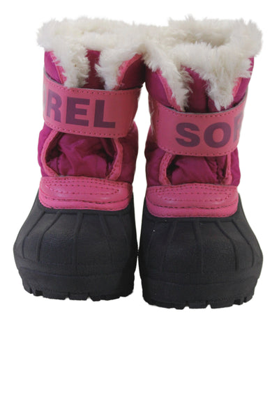 Sorel Childrens Girls Waterproof Ankle Snow Boots Pink Black Size 4