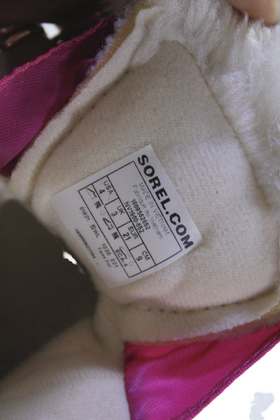 Sorel Childrens Girls Waterproof Ankle Snow Boots Pink Black Size 4
