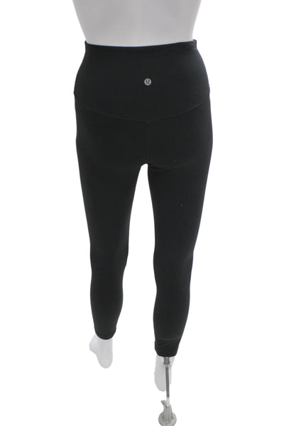 Lululemon Womens Cropped Black Nylon Leggings Athleisure Size 6