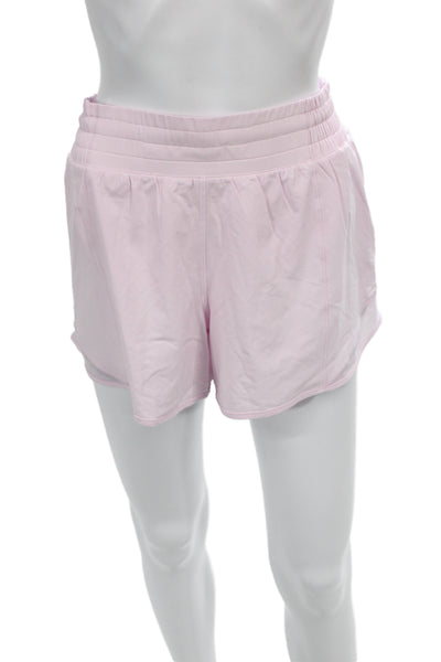Lululemon Unisex Pink Designer Solid Recycled Polyester Elastane Shorts Size 10