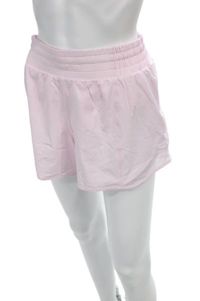 Lululemon Unisex Pink Designer Solid Recycled Polyester Elastane Shorts Size 10