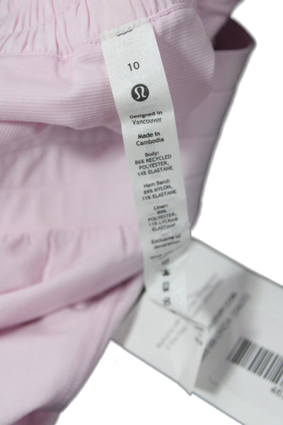 Lululemon Unisex Pink Designer Solid Recycled Polyester Elastane Shorts Size 10