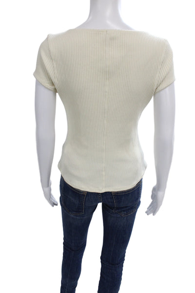 Intimately Free People Womens Button-Up White Short Sleeve Sweater Size M