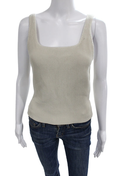 Babaton Womens Beige Cotton Polyester Square Neck Camisole Sleeveless Size L