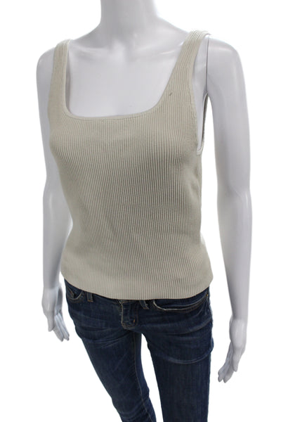 Babaton Womens Beige Cotton Polyester Square Neck Camisole Sleeveless Size L