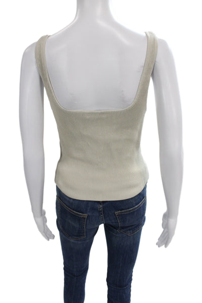 Babaton Womens Beige Cotton Polyester Square Neck Camisole Sleeveless Size L
