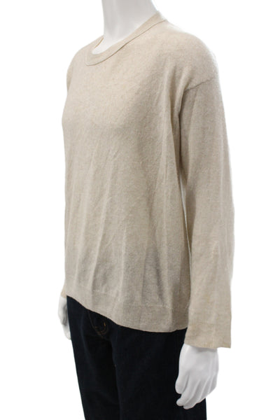 Vince Mens Pullover Sweater Linen Cashmere Crewneck Long Sleeve Beige Size L