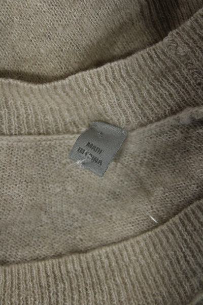 Vince Mens Pullover Sweater Linen Cashmere Crewneck Long Sleeve Beige Size L