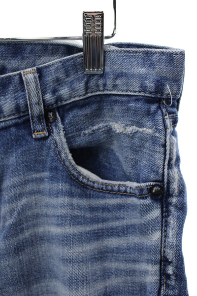 Moussy Womens Blue Cropped Boyfriend Jeans Mid Rise Button Inseam 28 Size 30