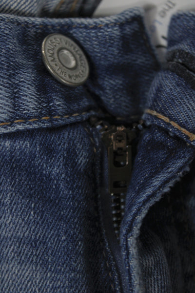 Moussy Womens Blue Cropped Boyfriend Jeans Mid Rise Button Inseam 28 Size 30