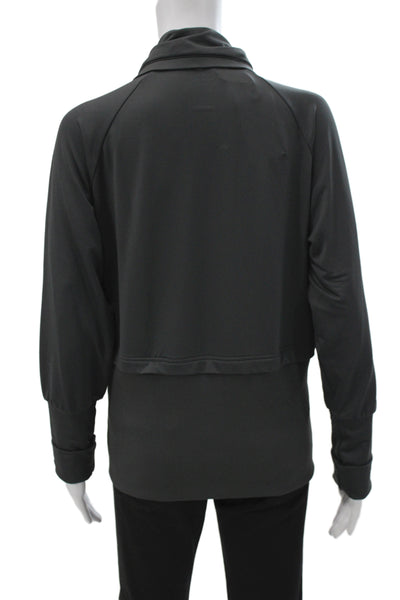 Adidas Womens Windbreaker Black Zip Polyester Spandex Size L